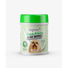 Влажные салфетки из алоэ вера ESPREE Aloe Tear Stain Wipes 60шт для безопасной и эффективной очистки слезнх дорожек у собак