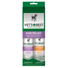 Рідкий очищувач + лосьйон для вух VET`S BEST Ear Relief Wash & Dry (2х118 мл) для собак