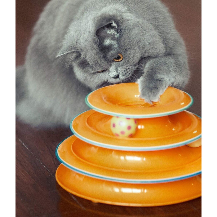 Играшка для кошек Petstages Трек Башня с мячиками, оранжевый