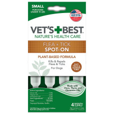 Капли от блох и клещей VET`S BEST Flea&Tick Drops Small 4 тубы для собак весом до 7 кг