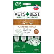 Капли от блох и клещей VET`S BEST Flea&Tick Drops Large 4 туби для собак весом от 18кг
