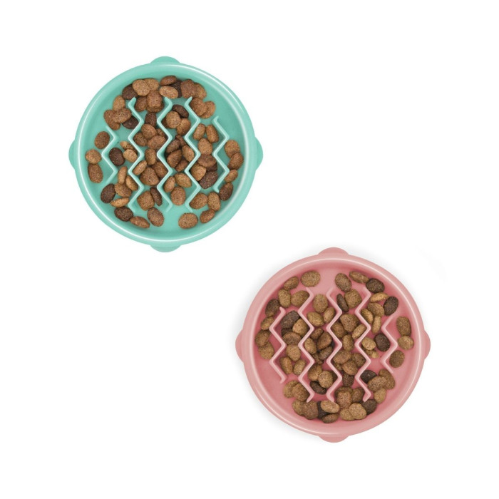 Миска-лабіринт для собак Outward Hound Fun Feeder Slo-Bowl Tiny Хвиля SM-рожева, 14 см