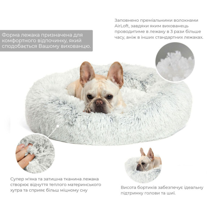 М'яке місце для собак Best Friends Donut Shag Frost морозний іній 76х76 см