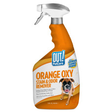 Сверхмощное средство OUT! PetCare Orange Oxy (Оранж ОКСИ) Stain & Odor Remover для удаления пятен и запаха от жизнедеятельности собак и кошек, с ароматом цитруса, 945 мл