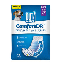 Одноразовые подгузники для кобелей OUT! PetCare Comfort Dri Disposable Male Wraps, XS/S: 33–45 см, 1,3-11,3 кг (3х12 шт/пак)
