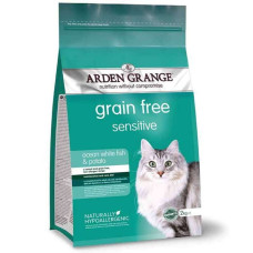 Беззернововой корм для кошек Arden Grange Adult  Sensitive Cat Food Ocean White Fish and Potato с деликатным желудком или чувствительной кожей, с океанической рыбой и картофелем, 2 кг