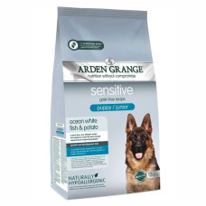 Беззерновой корм Arden Grange Puppy/Junior Sensitive Grain Free Ocean White Fish/potato для щенков от 2 месяцев и молодых собак с деликатным желудком/нежной кожей, с океанической белой рыбой и картофелем, 2 кг