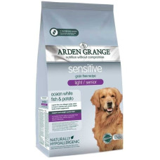 Беззерновой корм Arden Grange Sensitive Grain Free Light/Senior Ocean White Fish&potato для пожилых собак с деликатным желудком и чувствительной кожей, с океанической белой рыбой и картофелем, 2 кг
