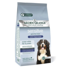 Беззерновой корм Arden Grange Sensitive Grain Free Large Breed Ocean White Fish/potato для взрослых собак больших пород с деликатным желудком и чувствительной кожей, с океанической белой рыбой и картофелем, 12 кг