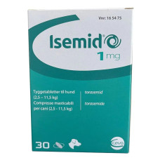 ИСЕМИД (ISEMID) Диуретик для лечения застойной сердечной недостаточности у собак, включая отек легких (1 мг, 30 таб.)