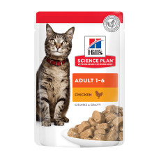Вологий корм Hill’s SCIENCE PLAN Adult для дорослих котів, з куркою пауч, 85г