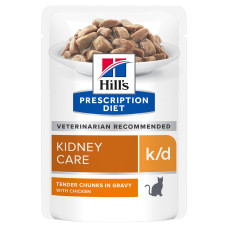 Hill’s Prescription Diet k/d Влажный корм для кошек поддержка функции почек, с курицей, пауч, 85 г
