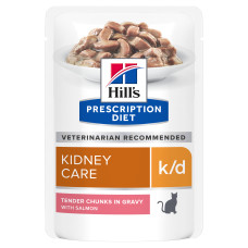 Hill’s Prescription Diet k/d Влажный корм для кошек поддержка функции почек, с лососем, пауч, 85 г