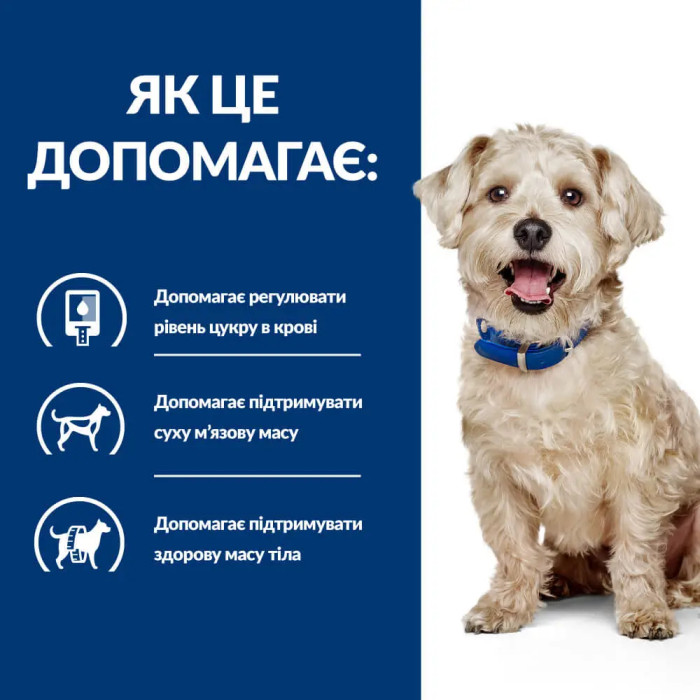 Корм Hill's PRESCRIPTION DIET W/D для піклування про здоров'я собак при цукровому діабеті, запобігання колітам, запорам, струвітам, з куркою 10кг