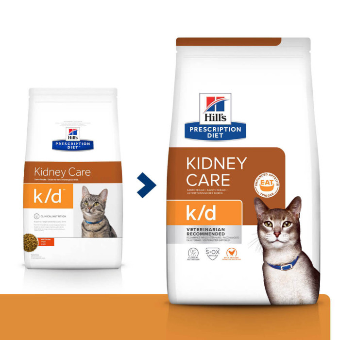 Корм Hills Prescription Diet Feline K/D для кошек с заболеваниями почек, почечной/сердечной недостаточностью, с курицей 400г