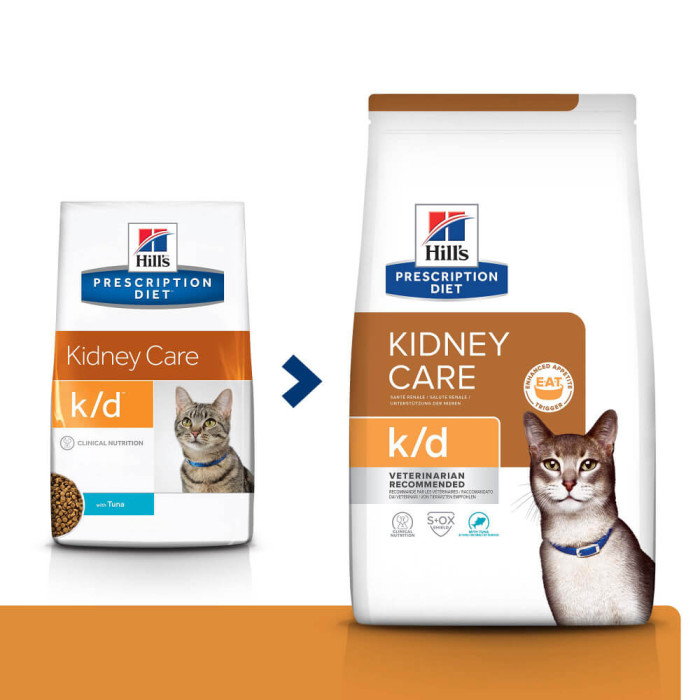 Корм Hills Prescription Diet Feline K/D для кішок із захворюваннями нирок, нирковою/серцевою недостатністю, з тунцем 1,5 кг