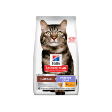 Сухий корм Hill’s SCIENCE PLAN Hairball & Perfect Coat для дорослих котів для виведення грудочок шерсті та покращення стану шерсті, з куркою, 1,5 кг