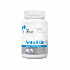 Пищевая добавка VetExpert VetoSkin Small breed&cat (ВетоСкин Смол Бридс/Кет) для поддержания здоровья кожи и качества шерсти у кошек и собак малых пород, 60 капс
