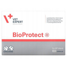 Препарат Vetexpert BioProtect (ВетЭксперт БиоПротект) для собак и кошек с нарушенной микрофлорой желудочно-кишечного тракта (Пробитики, ХОС, МОС), 15 капс. (блистер)