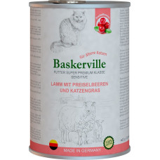 Консерва Baskerville Sensitive Lamm Mit Preiselbeeren для кошек с чувствительным пищеварением, с клюквой и кошачьей мятой 400g