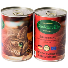 Корм для котов Baskerville, мясо курицы с сердечками