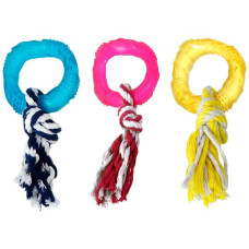 Игрушка для собак, фигурное кольцо с веревкой Flamingo Good4Fun Ring With Rope, резина, 8 см 