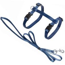 Шлея та повідок для котів Flamingo Cat Harness and Leash Ziggi Зіггі 22-36 см, сіро-блакитний