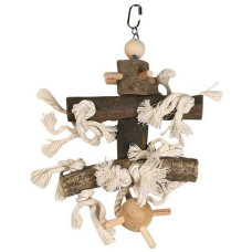 Деревянный подвес с пинболом для птиц Flamingo Cage Hanger Wood With Pinball, 18х18х28 см