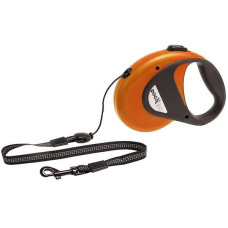 Поводок рулетка для собак Flamingo Dogx2GO Cord, светоотражающий шнур, 8м, оранжнвый