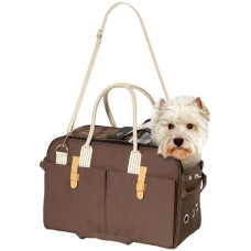 Сумка переноска для собак, с карманами и вентиляцией Flamingo Boston, коричневый 45х21х30 см