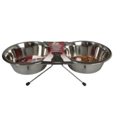 Миски на підставці для собак Flamingo DINNER SET, нержавіюча сталь 2х1,75 л