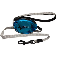 Поводок рулетка для собак Flamingo Dogx2GO Belt Glassy, светоотражающая лента, 2 м, синий