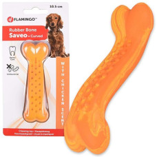 Іграшка для собак Flamingo Rubber Saveo Curved Bone Chicken, смак курки 10,5х3,5 см