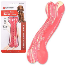 Жевательная игрушка для собак Flamingo Rubber Saveo Curved Bone Beef, вкус говядины 10,5х3,5 см
