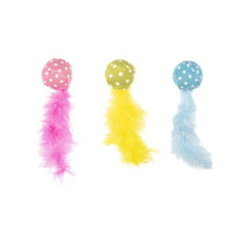 М'ячик у горошок із хвостом Flamingo Polka Ball іграшка для котів, 4х4х14 см
