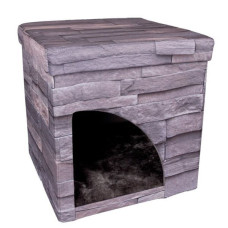 Домик для котов и малленьких собак Flamingo Villa Cottage, ткань, серый, 38х38х37 см