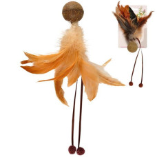 Мяч с перьями и с кошачьей мятой для котов Flamingo Catnip Ball & Feather