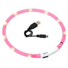 Светящийся ошейник для собак Flamingo Visio Light Led 70 см, розовый