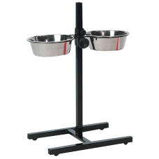 Миски для собак на штативі Flamingo H-Stand With Dishes, нержавіюча сталь, 2х2,5л, h 60 см
