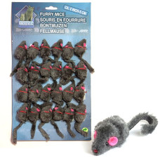 Мышка с погремушкой и кошачьей мятой для котов Flamingo Furry Mouse Grey 5 см