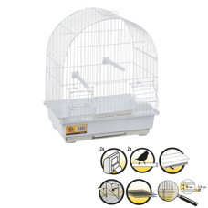 Клетка для птиц (канареек) Flamingo Jambi ДЖАМБО, металл, белый, 30х22,5х38 см