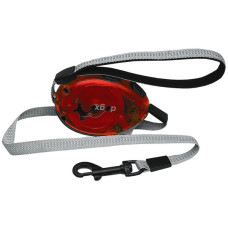 Поводок рулетка для собак Flamingo Dogx2GO Belt Glassy, светоотражающая лента, 2 м, до 35 кг, красный