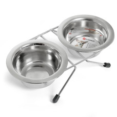 Двойная миска на подставке для собак Flamingo Duo Dinner, нержавейка 2х200 мл; d=2х8,5 см