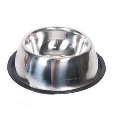 Миска для собак с резиновым ободком Flamingo Dish Rubber Rim, нержавейка 0.946, d=17 см