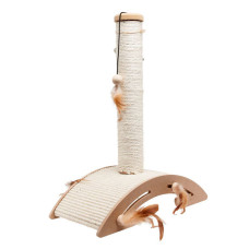 Кігтеточка для котів Flamingo Seaweed Toy Ella, сизалевий стовпчик, іграшки з пір'я h=52 см