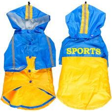 Спортивный плащ-дождевик Flamingo Raincoat 2in1 для собак, желто-голубой, 32 см