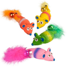 Латексна іграшка з пищалкою та дзвіночком для котів Flamingo Mickey ФЛАМІНГО МІКІ 12х4х2 см