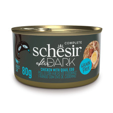 Натуральні консерви для котів Schesir After Dark Chicken With Quail Egg ШЕЗІР КУРКА З ПЕРЕПЕЛИНИМ ЯЙЦЕМ в бульйоні, банка 80г