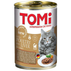 TOMi Superpremium Рoultry liver ТОМИ ПТИЦА ПЕЧЕНЬ консервы для котов, влажный корм, 0.4 кг.