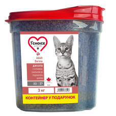 Диетический сухой корм 1st Choice Cat Adult Derma для кошек с чувствительной и склонной к раздражениям коже 3 кг + контейнер для корму